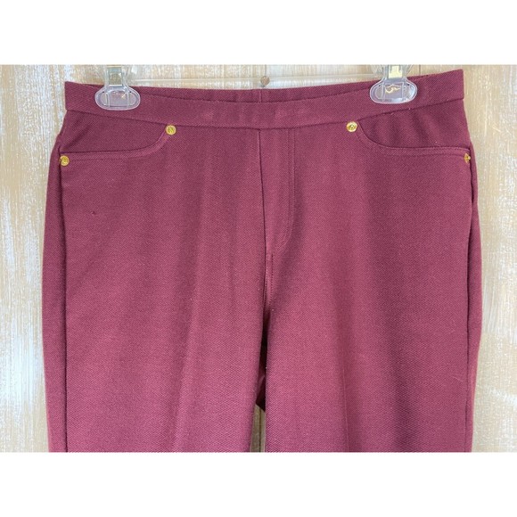 Michael Kors Burgundy Pull On Pants Women's Size M Jegging Stretch Knit Jean - Picture 2 of 12
